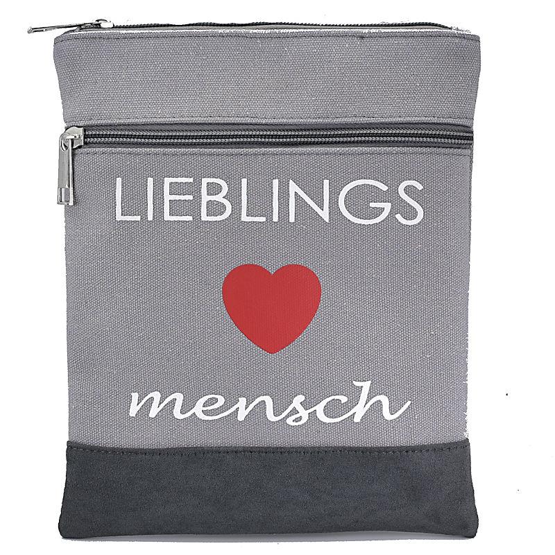 Handtasche Canvas Crossbag Lieblingsmensch grau